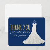 Stijlvolle jurk Navy en goud | Dank je Bedankkaart (Voorkant / Achterkant)