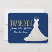 Stijlvolle jurk Navy en goud | Dank je Bedankkaart (Voorkant)