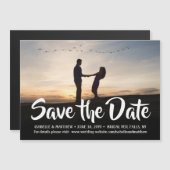 Stijlvolle kalligrafie 1 Fotobruiloft sparen de da Magnetische Uitnodiging (Voorkant / Achterkant)