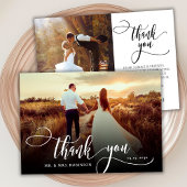 Stijlvolle kalligrafie 2 foto bruiloft dank u kaar bedankkaart