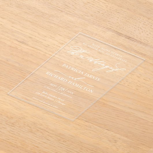Stijlvolle kalligrafie bruiloft acryl uitnodigingen (Laagn)