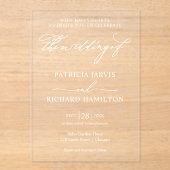 Stijlvolle kalligrafie bruiloft acryl uitnodigingen (Voorkant)