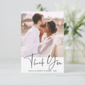 Stijlvolle kalligrafie bruiloft Hartelijk dank Bedankkaart (Staand voorkant)