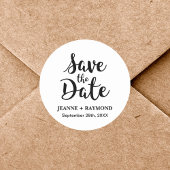 Stijlvolle kalligrafie Custom Wedding Save the Dat Ronde Sticker