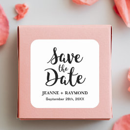 Stijlvolle kalligrafie Custom Wedding Save the Dat Vierkante Sticker
