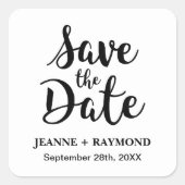 Stijlvolle kalligrafie Custom Wedding Save the Dat Vierkante Sticker (Voorkant)
