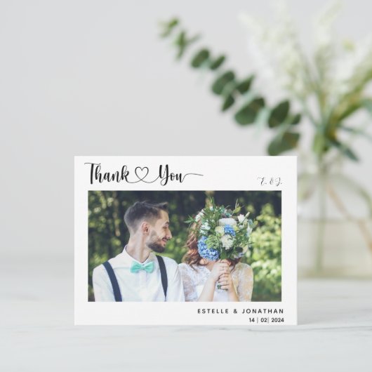 Stijlvolle kalligrafie Dank u kaart (Staand voorkant)