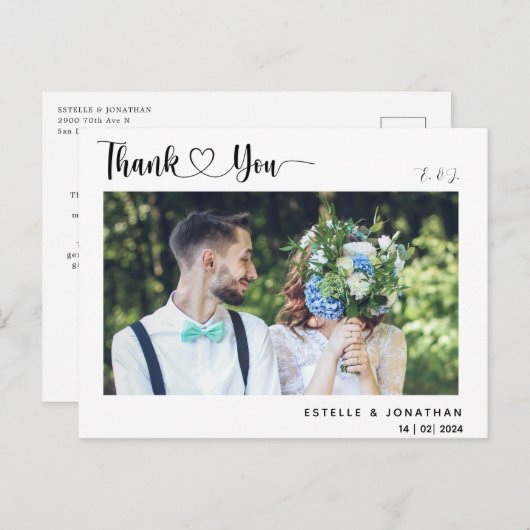 Stijlvolle kalligrafie Dank u kaart (Voorkant / Achterkant)