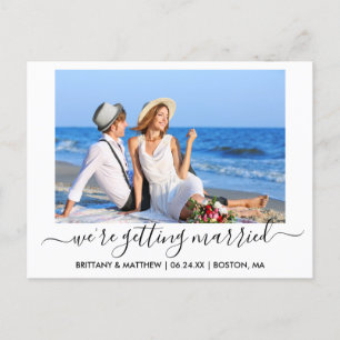 Stijlvolle kalligrafie die wordt gehuwd sparen de  briefkaart