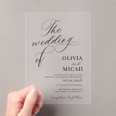 Stijlvolle kalligrafie Elegante zwart-wit bruiloft Acryl Uitnodigingen (Insitu (Draagbaar))