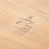 Stijlvolle kalligrafie Elegante zwart-wit bruiloft Acryl Uitnodigingen (Laagn)