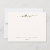 Stijlvolle kalligrafie familienaam gouden script notitiekaartje (Voorkant)