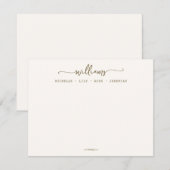 Stijlvolle kalligrafie familienaam gouden script notitiekaartje (Voorkant / Achterkant)