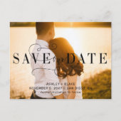 Stijlvolle kalligrafie Foto Opslaan Datum Aankondigingskaart (Voorkant)