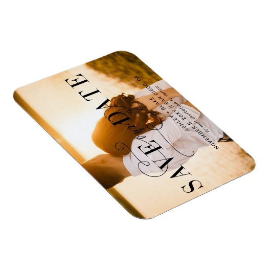 Stijlvolle kalligrafie Foto Opslaan Datum Magneet (Rechterzijde)