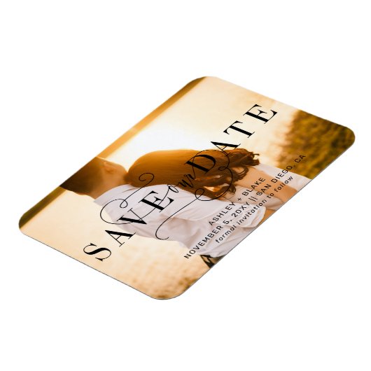 Stijlvolle kalligrafie Foto Opslaan Datum Magneet (Linkerzijde)