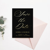 Stijlvolle kalligrafie foto & QR code bruiloft gou Folie Uitnodiging