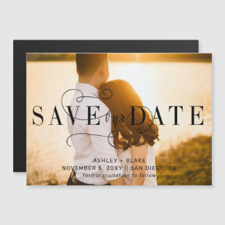 Stijlvolle kalligrafie Foto Save the Date Magnetic Magnetische Uitnodiging