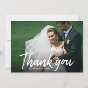 Stijlvolle kalligrafie Huwelijk Bedankt Foto Kaart
