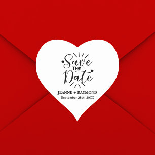 Stijlvolle kalligrafie huwelijksaankondiging 'save hart sticker