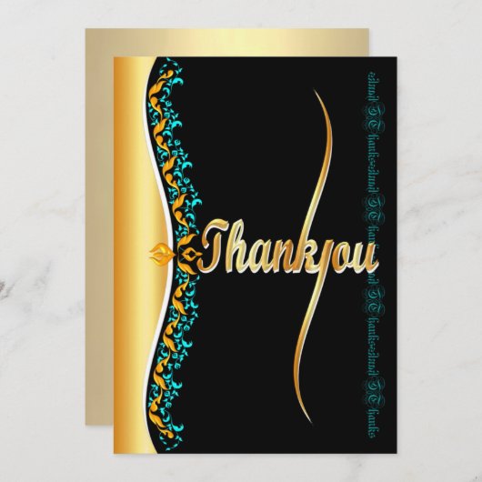 Stijlvolle kalligrafie in goud en zwart Hartelijk Bedankkaart (Voorkant / Achterkant)