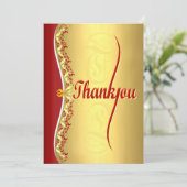 Stijlvolle kalligrafie in rood en goud Dank je wel Bedankkaart (Staand voorkant)