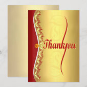 Stijlvolle kalligrafie in rood en goud Dank je wel Bedankkaart (Voorkant / Achterkant)