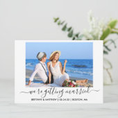 Stijlvolle kalligrafie met foto's save the date (Staand voorkant)