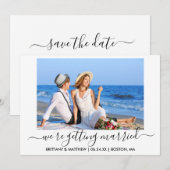Stijlvolle kalligrafie met foto's save the date (Voorkant / Achterkant)