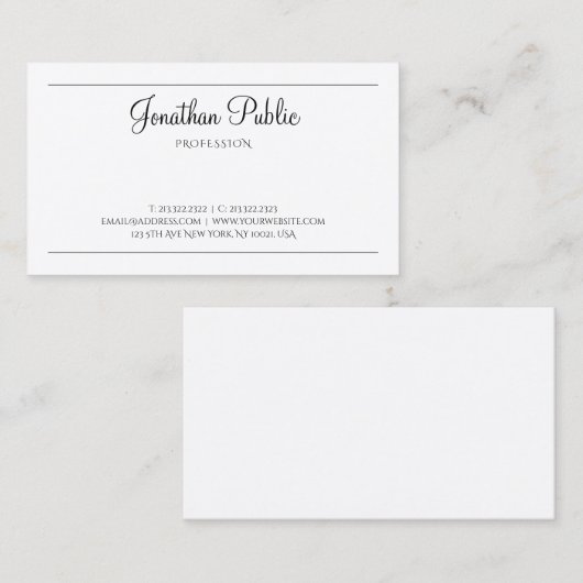 Stijlvolle kalligrafie Modern Professional Plain L Visitekaartje (Voorkant / Achterkant)