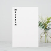 Stijlvolle kalligrafie naam zwart & wit briefpapier (Staand voorkant)