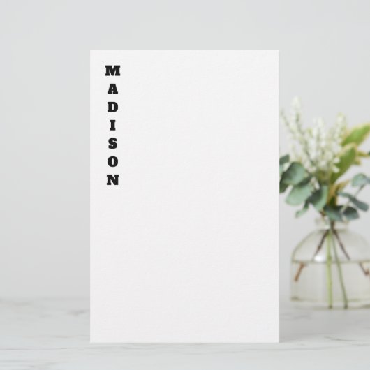 Stijlvolle kalligrafie naam zwart & wit briefpapier (Staand voorkant)