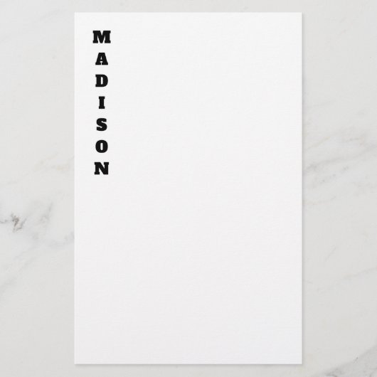 Stijlvolle kalligrafie naam zwart & wit briefpapier (Voorkant)