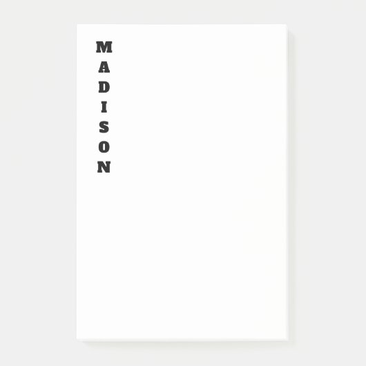 Stijlvolle kalligrafie naam zwart & wit post-it® notes (Voorkant)