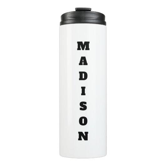 Stijlvolle kalligrafie naam zwart & wit thermosbeker (Voorkant)