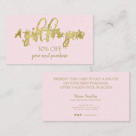 Stijlvolle kalligrafie Salon Makeup Kortenkaart Visitekaartje (Voorkant / Achterkant)