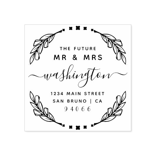 Stijlvolle kalligrafie Toekomst Mr & Mrs Retouradr Rubberstempel (Afrduk)