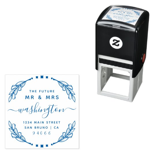 Stijlvolle kalligrafie Toekomst Mr & Mrs Retouradr Zelfinktende Stempel (In situ)