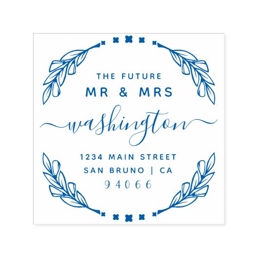 Stijlvolle kalligrafie Toekomst Mr & Mrs Retouradr Zelfinktende Stempel (Design)