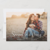 Stijlvolle kalligrafie Twee foto-minimalistische Q Save The Date (Voorkant)
