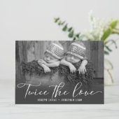 Stijlvolle kalligrafie Twin Photo Collage Birth Aankondiging (Staand voorkant)