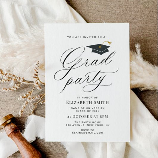 Stijlvolle kalligrafie Uitnodiging voor afstudeerf