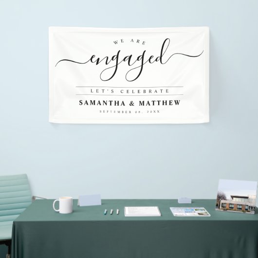 Stijlvolle kalligrafie verlovingsfeest welkomstbor spandoek (Beurs)