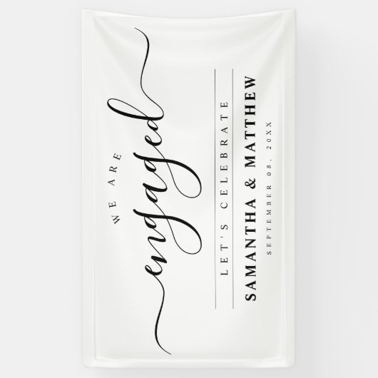 Stijlvolle kalligrafie verlovingsfeest welkomstbor spandoek (Verticaal)