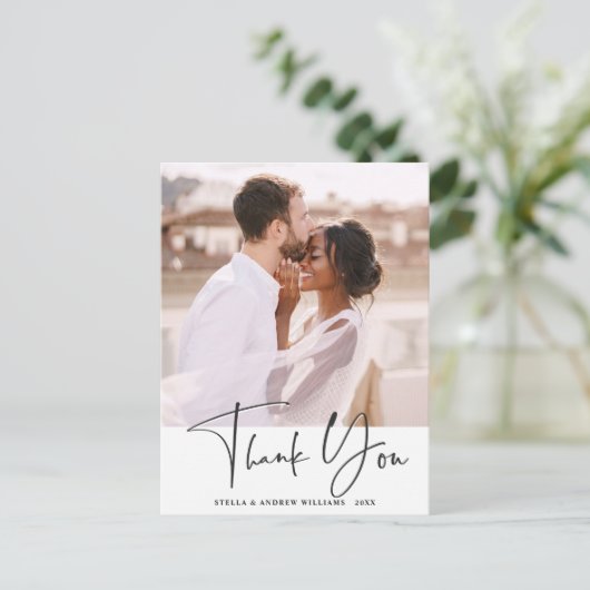 Stijlvolle kalligrafie Weddenschap Foto Briefkaart (Staand voorkant)