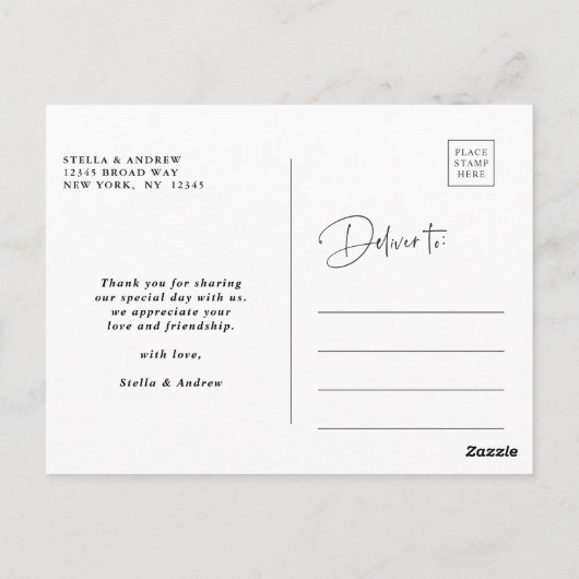 Stijlvolle kalligrafie Weddenschap Foto Briefkaart (Achterkant)