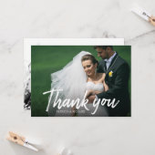 Stijlvolle kalligrafie Weddenschap Foto Kaart (Voorkant / Achterkant in situ)