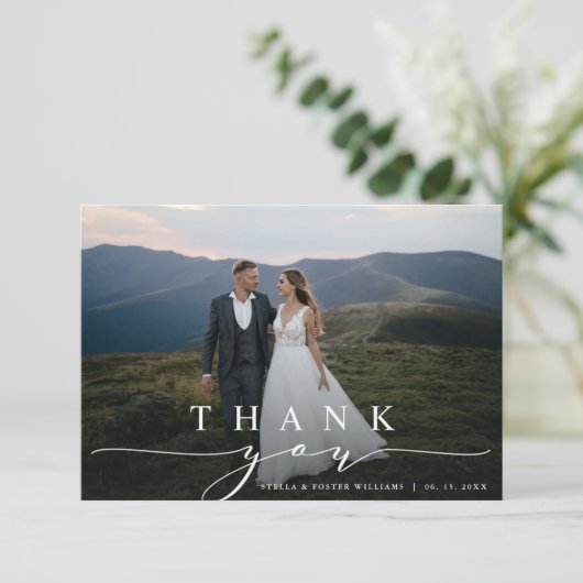 Stijlvolle kalligrafie Woensdag Foto Hartelijk dan Bedankkaart (Staand voorkant)