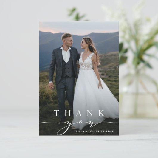 Stijlvolle kalligrafie Woensdag Foto Hartelijk dan Bedankkaart (Staand voorkant)