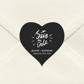 Stijlvolle Kalligrafie Zwart Bruiloft Save the Dat Hart Sticker